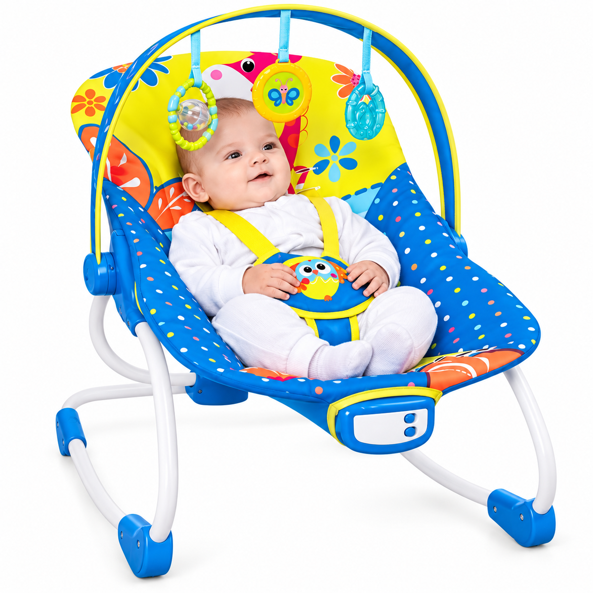 Mastela Original Baby Rocker with Music & Vibration, 3-Position Recline, 5-Point Harness & Washable Seat – 0–3 Years