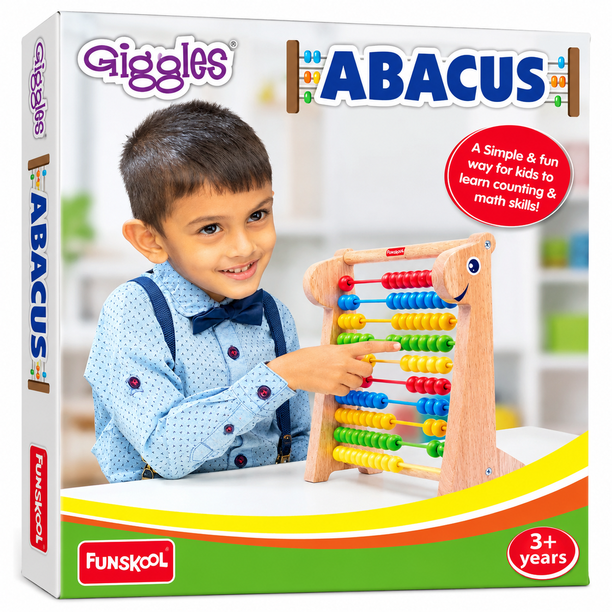Funskool Giggles Wooden Abacus Counting Toy | Colourful Educational Maths Learning Toy for Kids Ages 3+