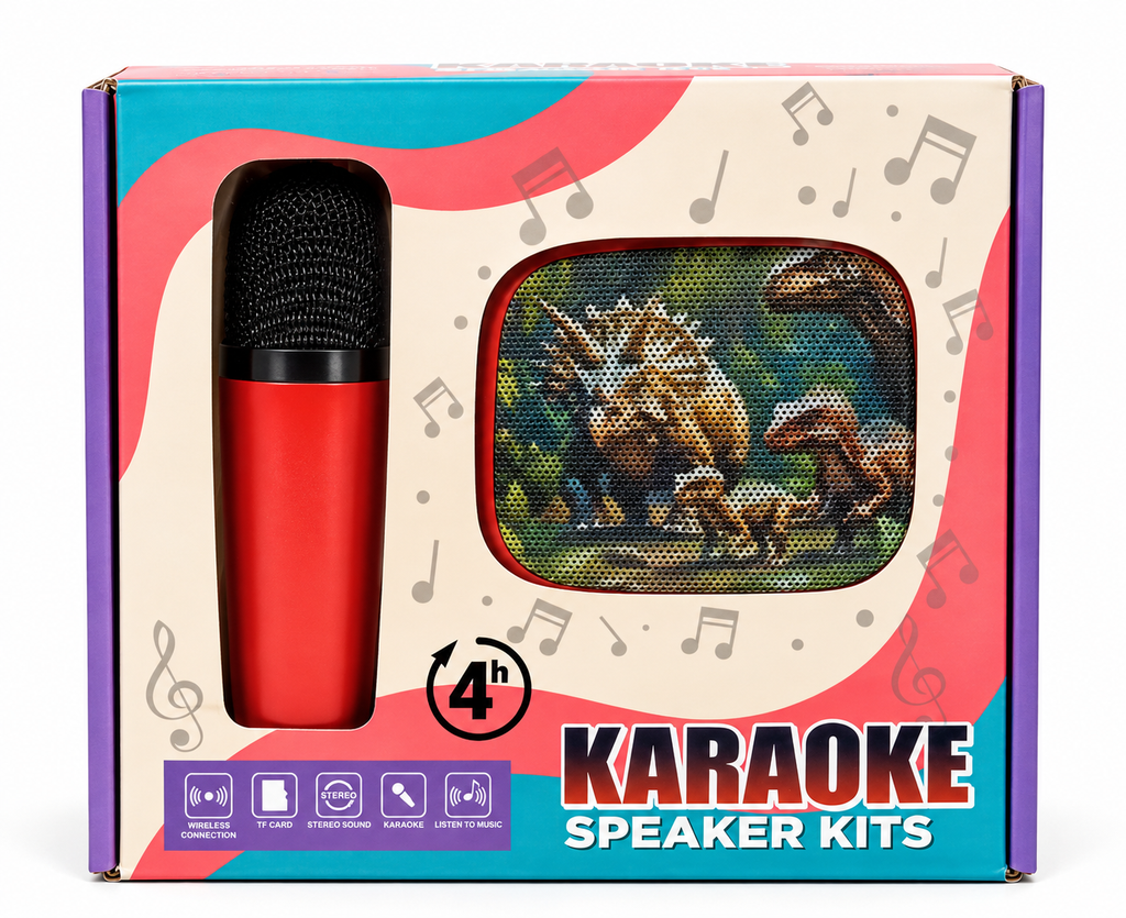 Karaoke Speaker Kit with Wireless Microphone, Bluetooth Connectivity, TF Card Support & Stereo Sound for Kids