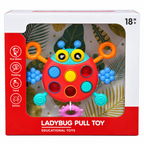 Ladybug Pull Toy for Babies Ages 18 Months+ | Montessori Sensory Educational Toy with Pull Strings, Colourful Buttons & Fine Motor Skill Activities