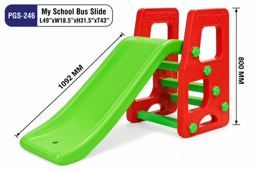 PGS-246 My School Bus Kids Slide – Plastic Indoor & Outdoor Play Slide, Multicolor