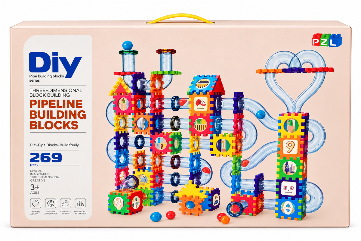 DIY 3D Pipeline Building Blocks Set – 269 PCS | STEM Construction & Ball Track Building Toy for Kids 3+