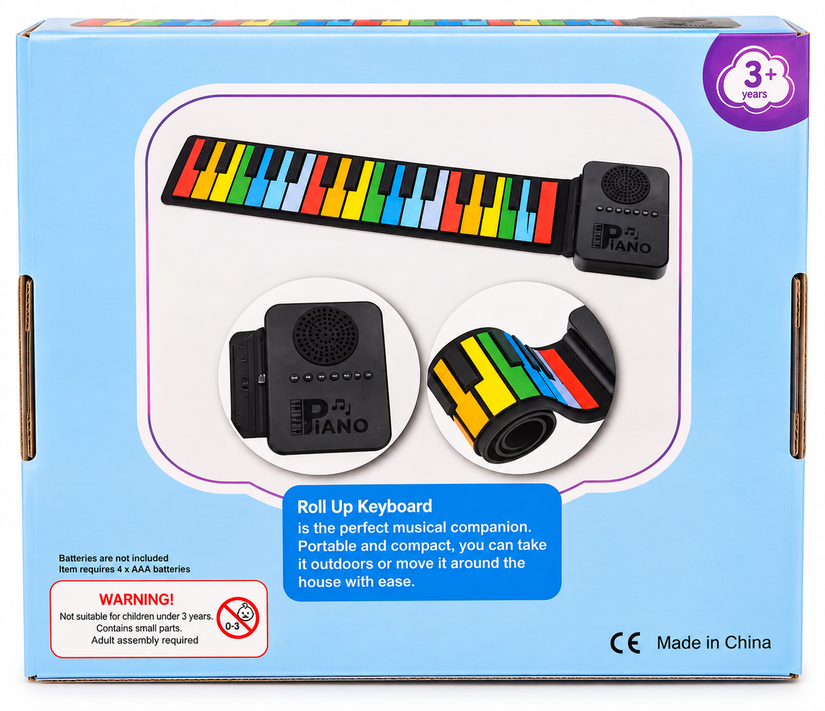 Roll Up Musical Keyboard for Kids with Speaker, 8 Demo Songs & 10 Tones