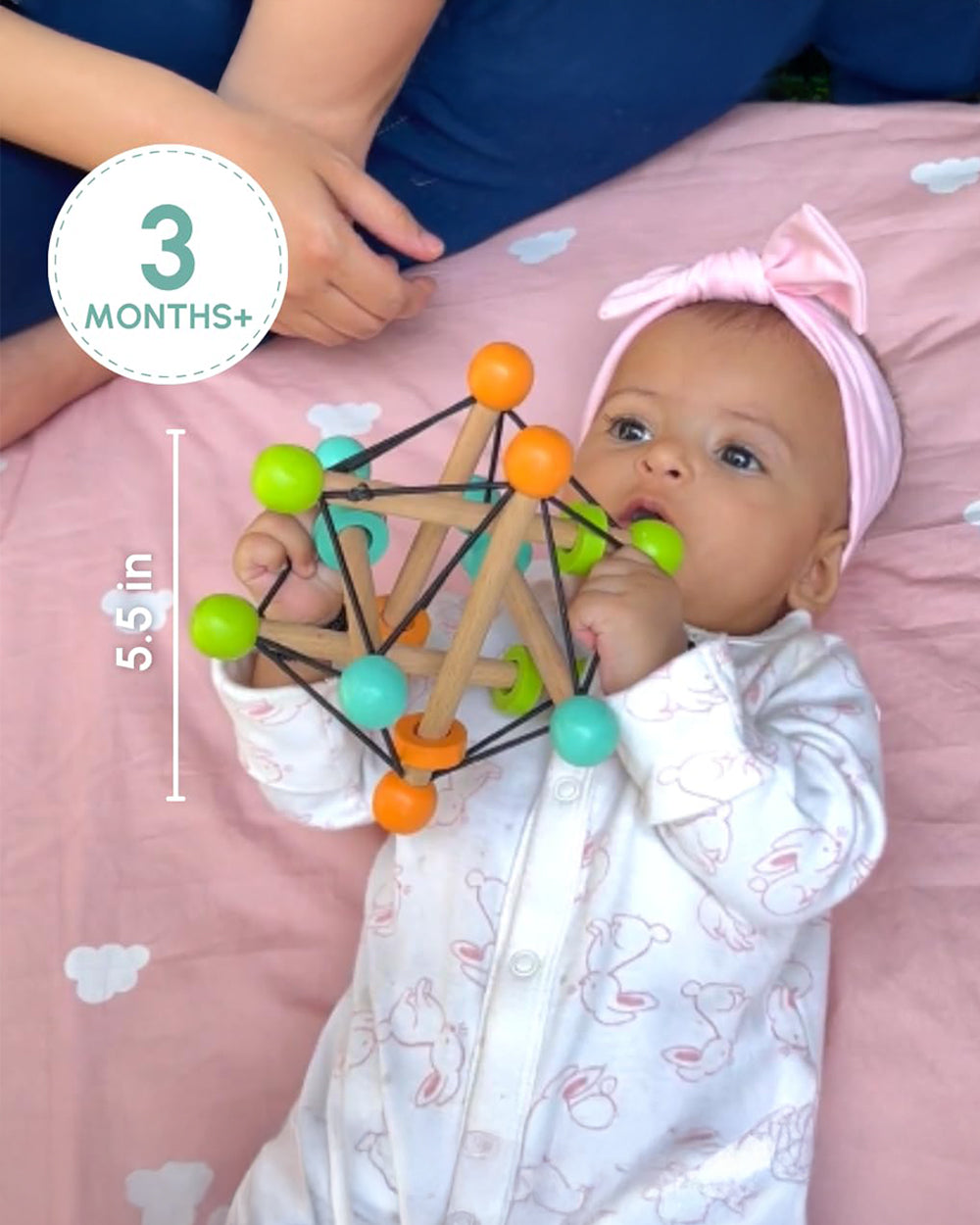 Curious Cub Geometric Wooden Rattle Toy-Builds Hand Eye Coordination