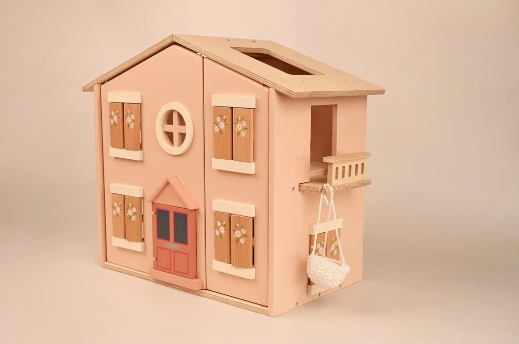 Playbox Pop’s Big Wooden Doll House with Furniture & Accessories for Kids