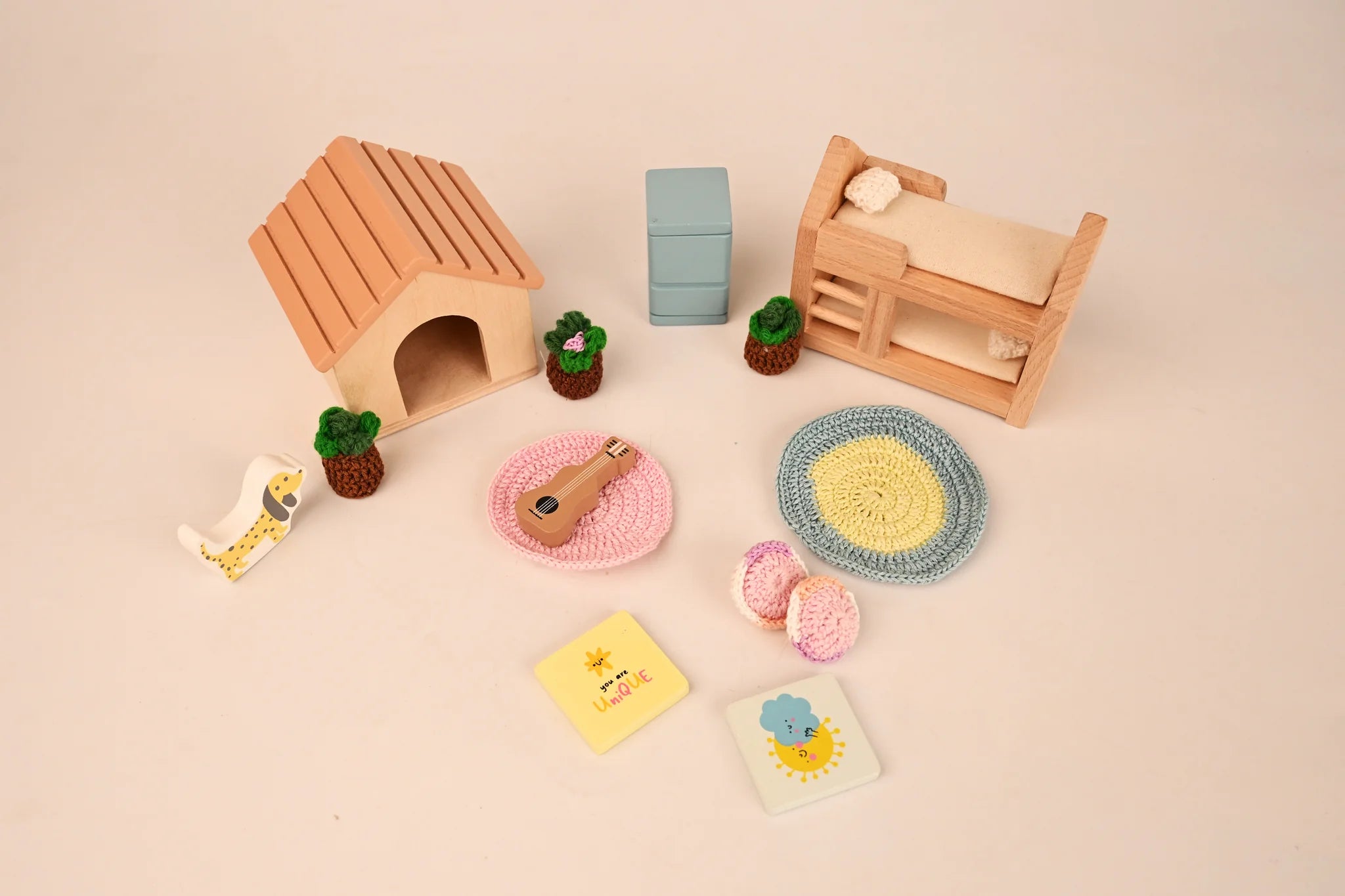 Playbox Pop’s Big Wooden Doll House with Furniture & Accessories for Kids