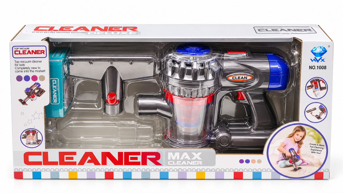 HYZ Cleaner Max Deluxe Toy Vacuum Cleaner for Kids, Interactive Pretend Play Cleaning Set