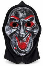 Scary Horror Demon Mask with Red Eyes & Black Hood