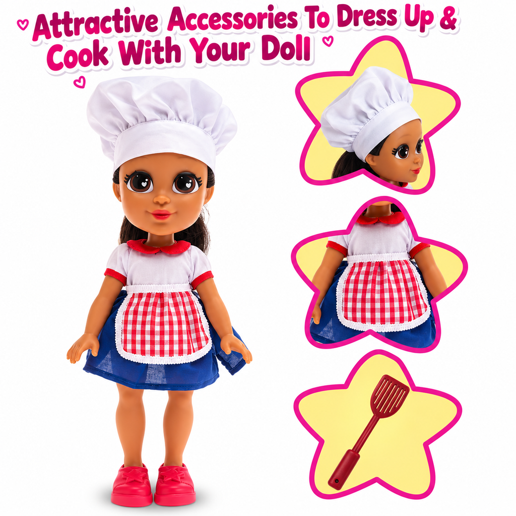 Li'l Diva Chef Gabby 13-Inch Doll with Chef Outfit & 2 Accessories – 3+ Years