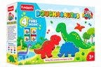 Funskool Fun Dough Doughasaurus Dinosaur Play Set | 4 Colourful Dough Tubs | Creative Modelling Kit for Kids Ages 3+