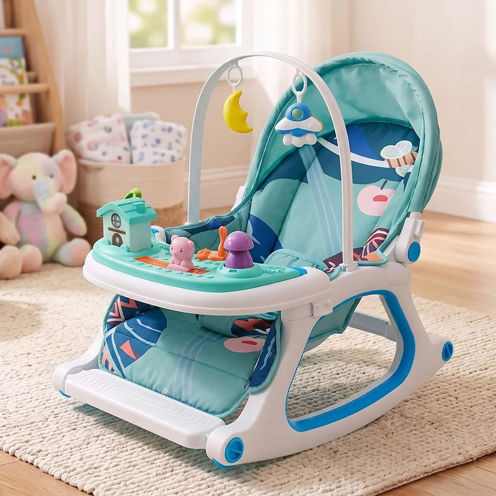 StarAndDaisy Dreamy Baby Rocker Chair with Toy Bar, Play Tray & Mosquito Net – 0–36 Months