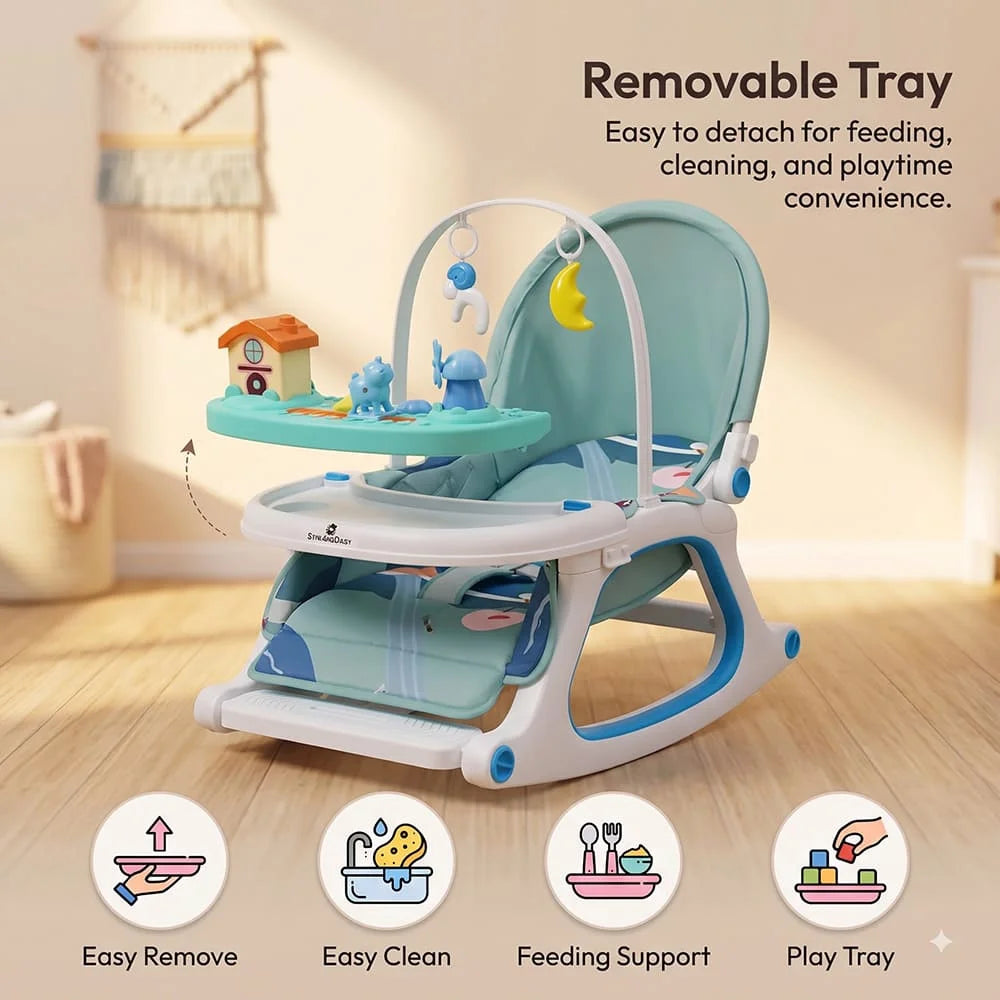 StarAndDaisy Dreamy Baby Rocker Chair with Toy Bar, Play Tray & Mosquito Net – 0–36 Months
