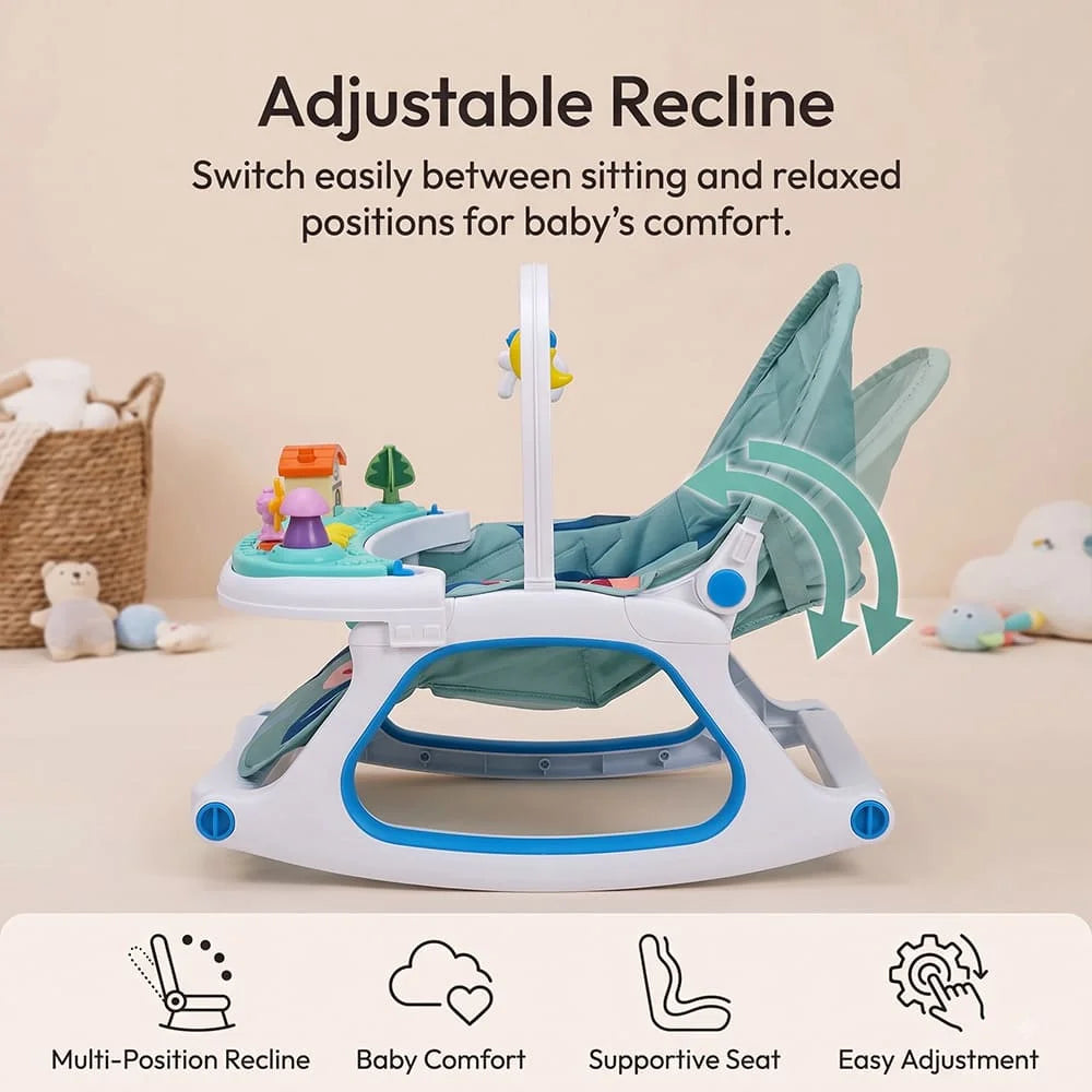 StarAndDaisy Dreamy Baby Rocker Chair with Toy Bar, Play Tray & Mosquito Net – 0–36 Months