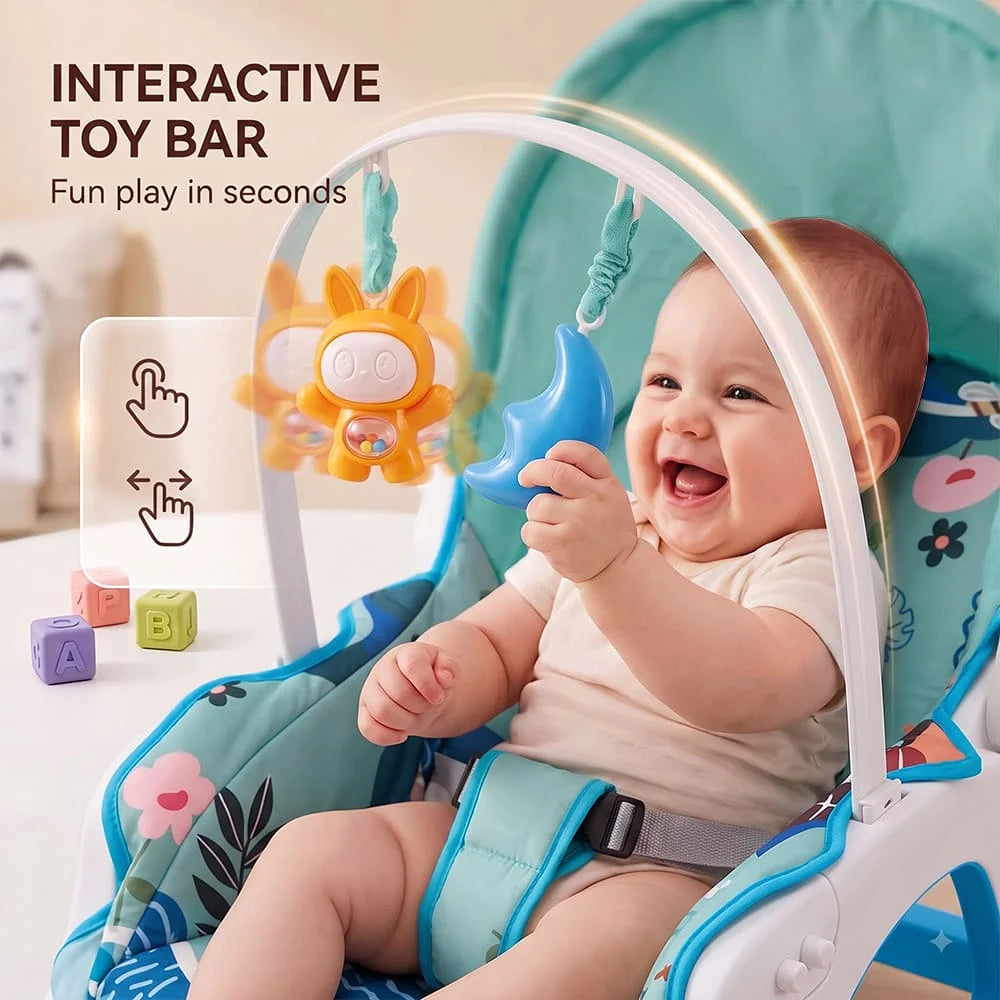 StarAndDaisy Dreamy Baby Rocker Chair with Toy Bar, Play Tray & Mosquito Net – 0–36 Months