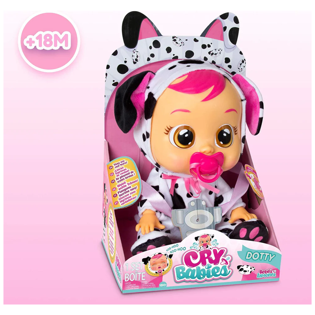 Imc Toys Cry Babies Dotty Doll, Black, White, Pink