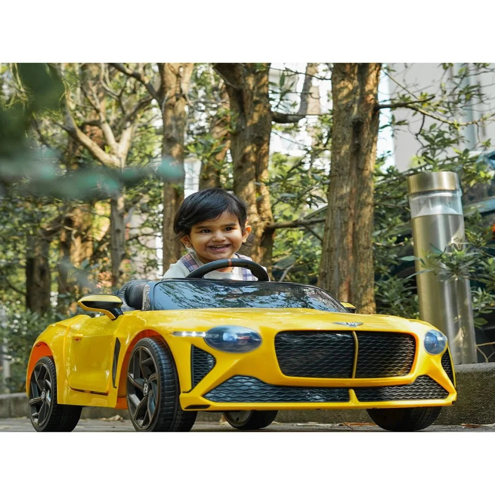 EMotorad Formula Fun Bentley Bacalar 12V Electric Ride-On Car for Kids with Remote – Yellow, 3Y+