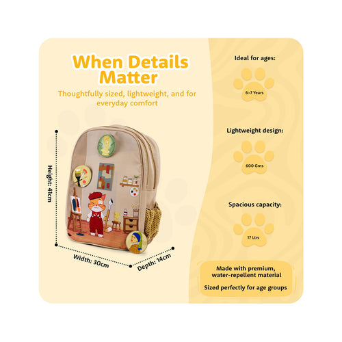 Filli & Me Filli Paints a Picture HugBag 17L Kids School Backpack for Ages 6–7 Years  Lightweight School & Travel Bag
