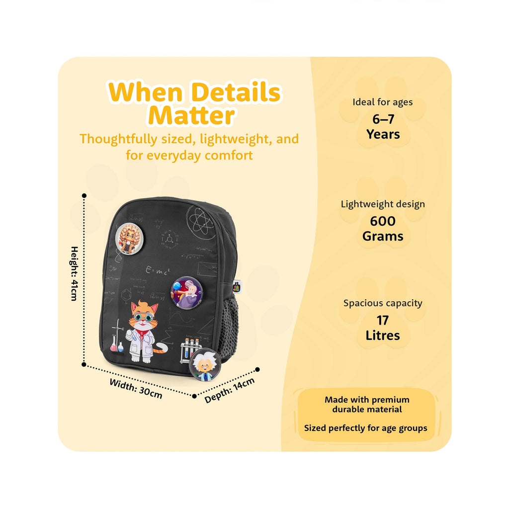 Filli & Me Filli Does Science Experiments HugBag 17L Kids School Backpack for Ages 6-7 Years Lightweight Travel & School Bag