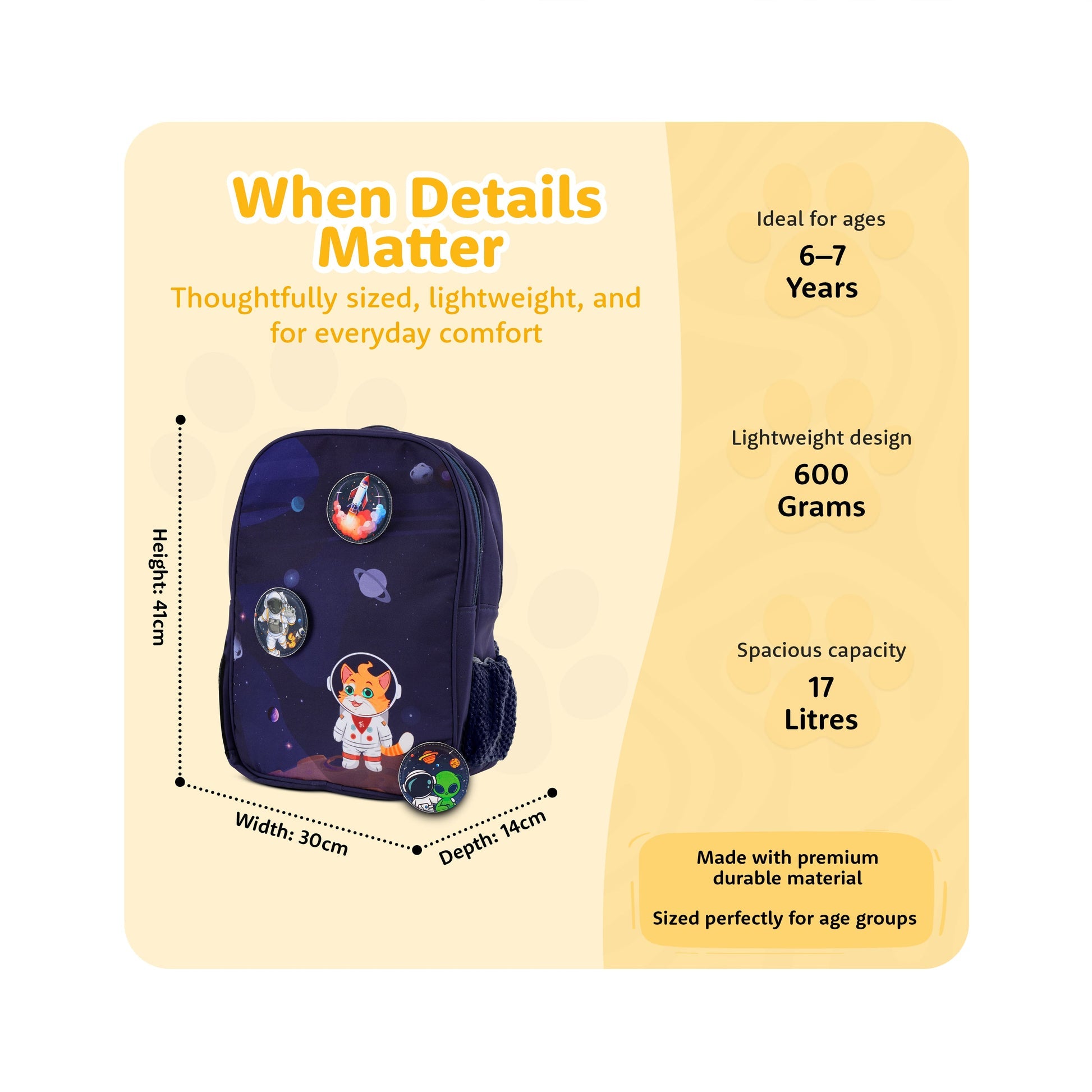 Filli & Me Filli Goes into Space HugBag 17L Kids School Backpack for Ages 6–7 Years Lightweight School & Travel Bag