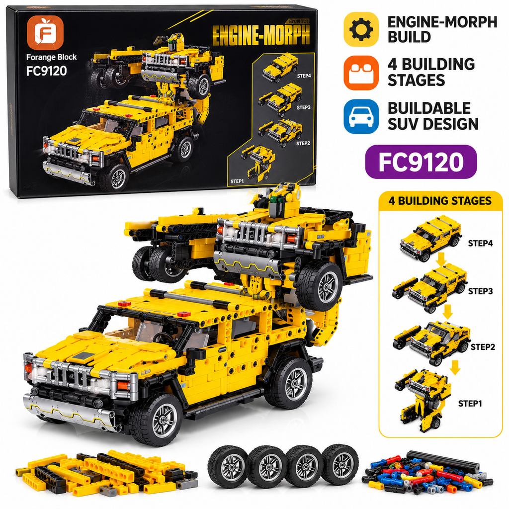 Forange Block FC9120 Engine-Morph 4-in-1 Transforming Car Building Blocks Set