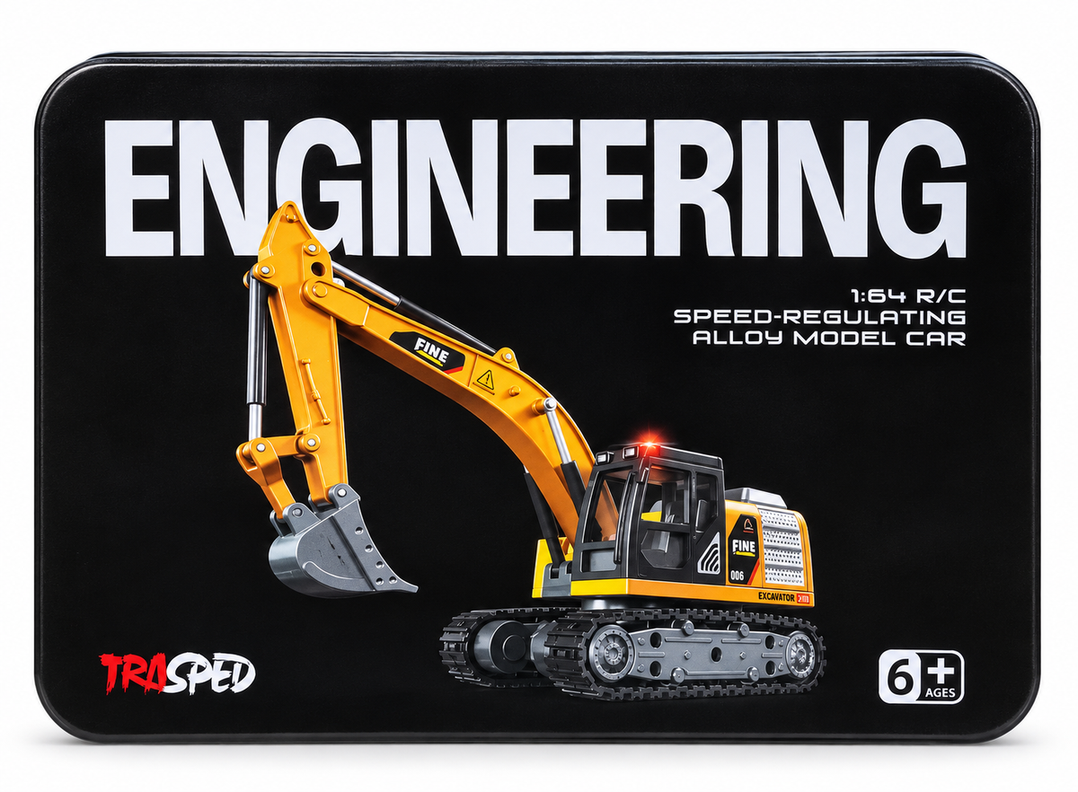 Engineering Remote Control Excavator Toy 1:64 Scale – Yellow Construction Truck, Alloy Model, 6+ Years