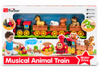 FiveStar Musical Animal Train Toy with Motor Drive, Animal Figures, Detachable Coaches & Build-Your-Own Track