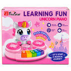 Five Star Learning Fun Unicorn Piano Musical Toy | Interactive Pink Unicorn Keyboard with Drum Pads, Music & Colourful Piano Keys for Kids Ages 18 Months+