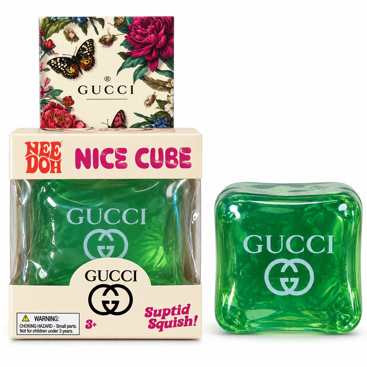 Nee Doh Nice Cube Squishy Toy | Soft Squeeze Stress Relief Fidget Toy | Green for Kids Ages 3+