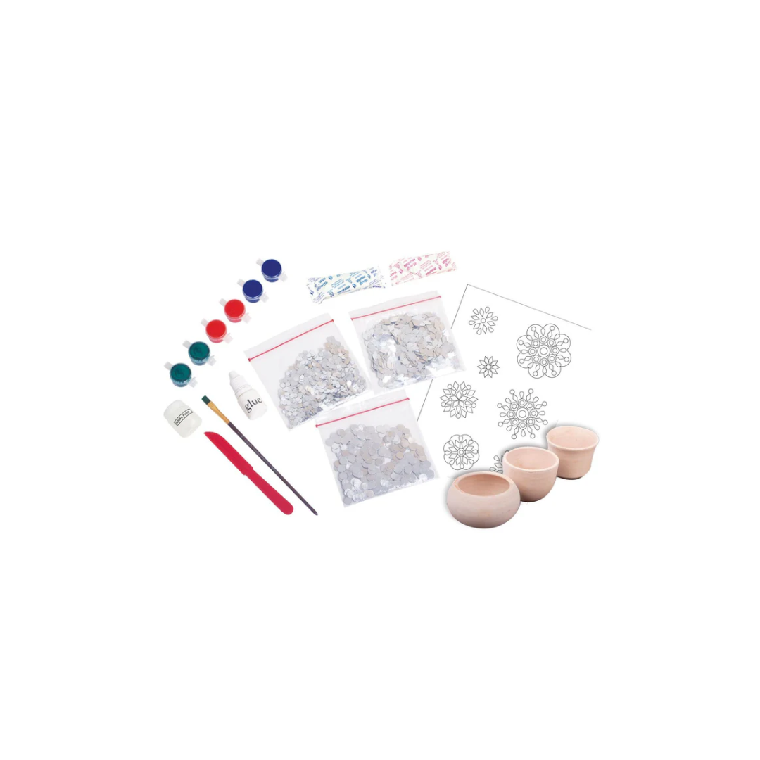 Funskool Handycrafts Mirror and Lippan Art Pot Decorating kit for Ages 6+