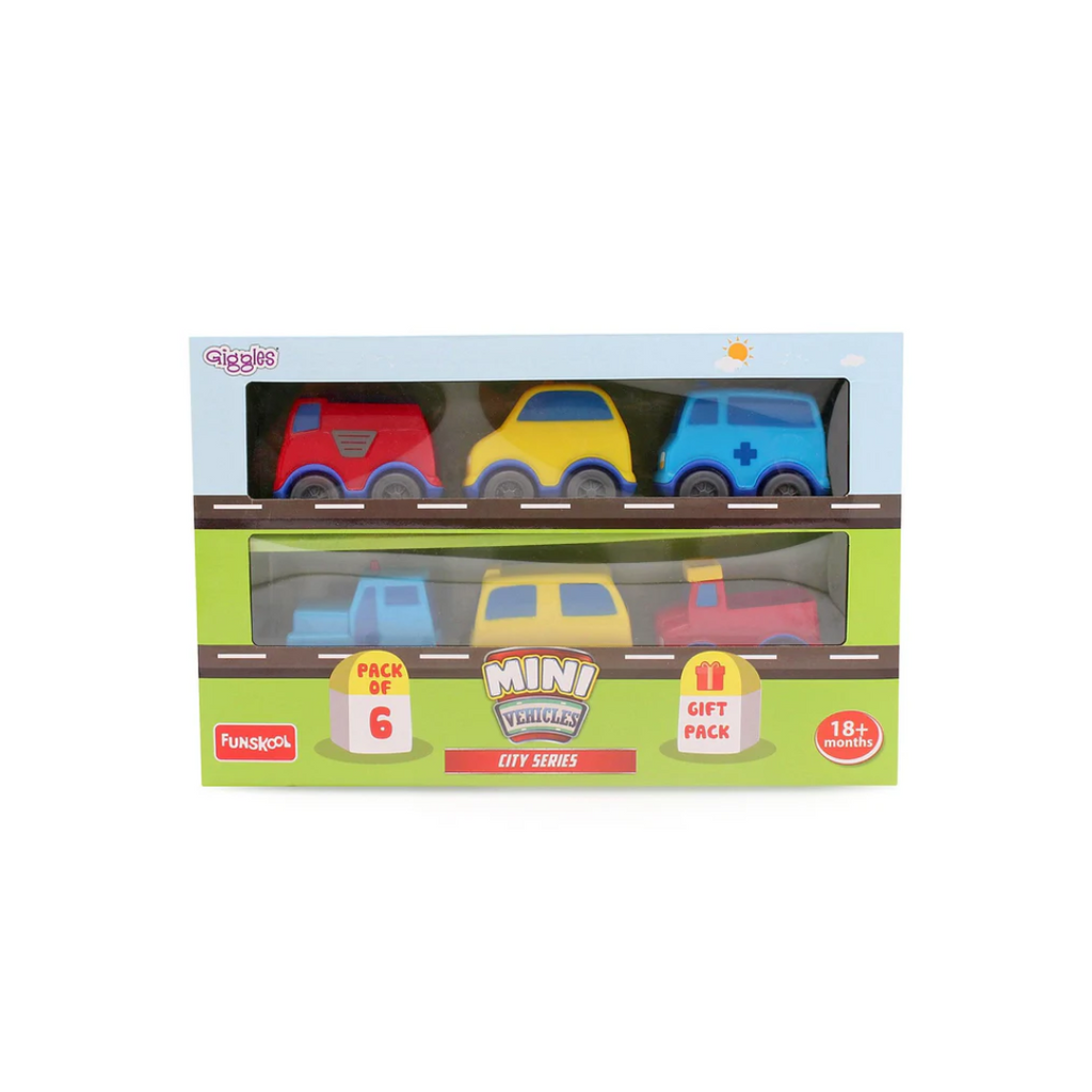 Funskool Giggles Mini Vehicle City Series Gift Pack of 6 for Ages 2+