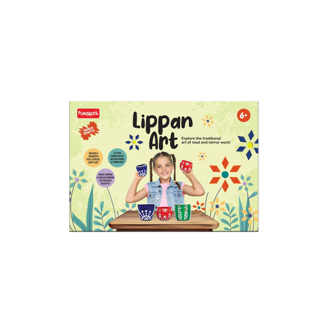 Funskool Handycrafts Mirror and Lippan Art Pot Decorating kit for Ages 6+