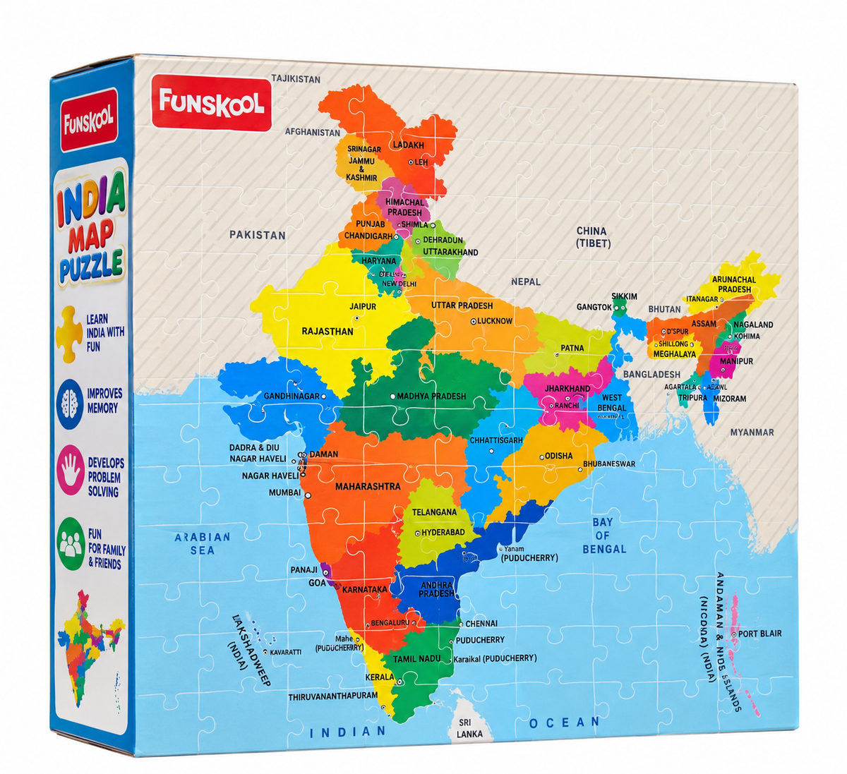India Political Map Jigsaw Puzzle | Colourful States & Capitals Educational Puzzle for Kids