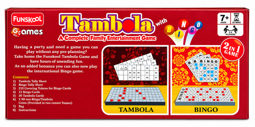 Funskool Tambola 2-in-1 Family Board Game with Bingo | Fun Number Matching Game for Kids & Adults | Ages 7+