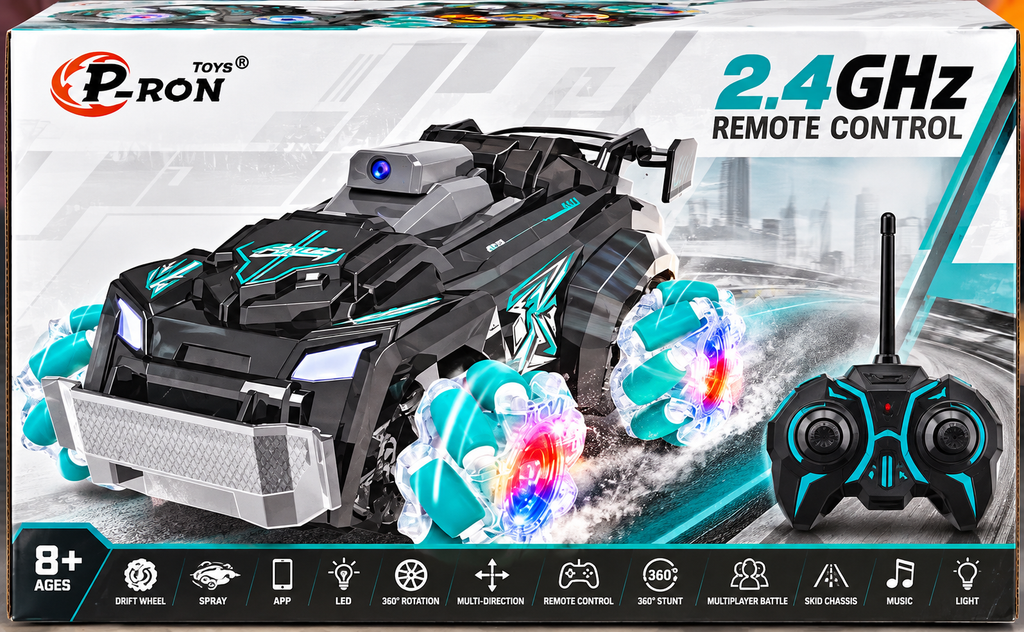 Racers Drift Pro 2.4GHz Remote Control Stunt Car | High-Speed RC Drift Vehicle with Spray Effect, Mecanum Wheels & Futuristic Off-Road Design