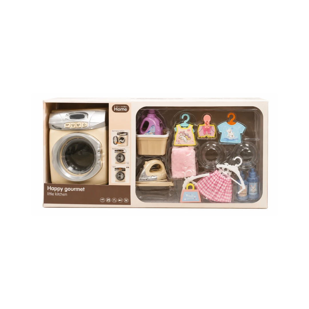 My Little Home Kids Washing Machine Laundry Playset with Iron, Clothes & Accessories