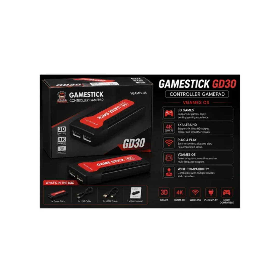 GD30 4K Ultra HD Game Stick Console with Wireless Gamepad – VGames OS