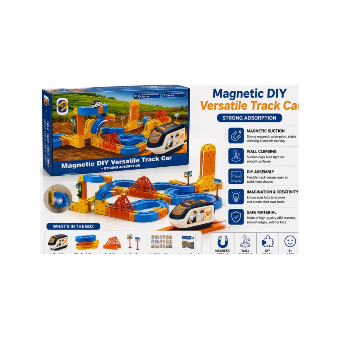 Magnetic DIY Versatile Track Car Set with Train – Creative Build & Play Track Set for Kids