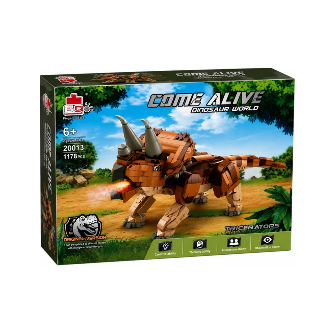 Pingao Blocks Come Alive Triceratops Dinosaur Building Set – 1178 Pieces | 6+ Years