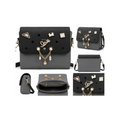 Stylish Girls Crossbody Sling Bag with Gold Charms – Black & Grey