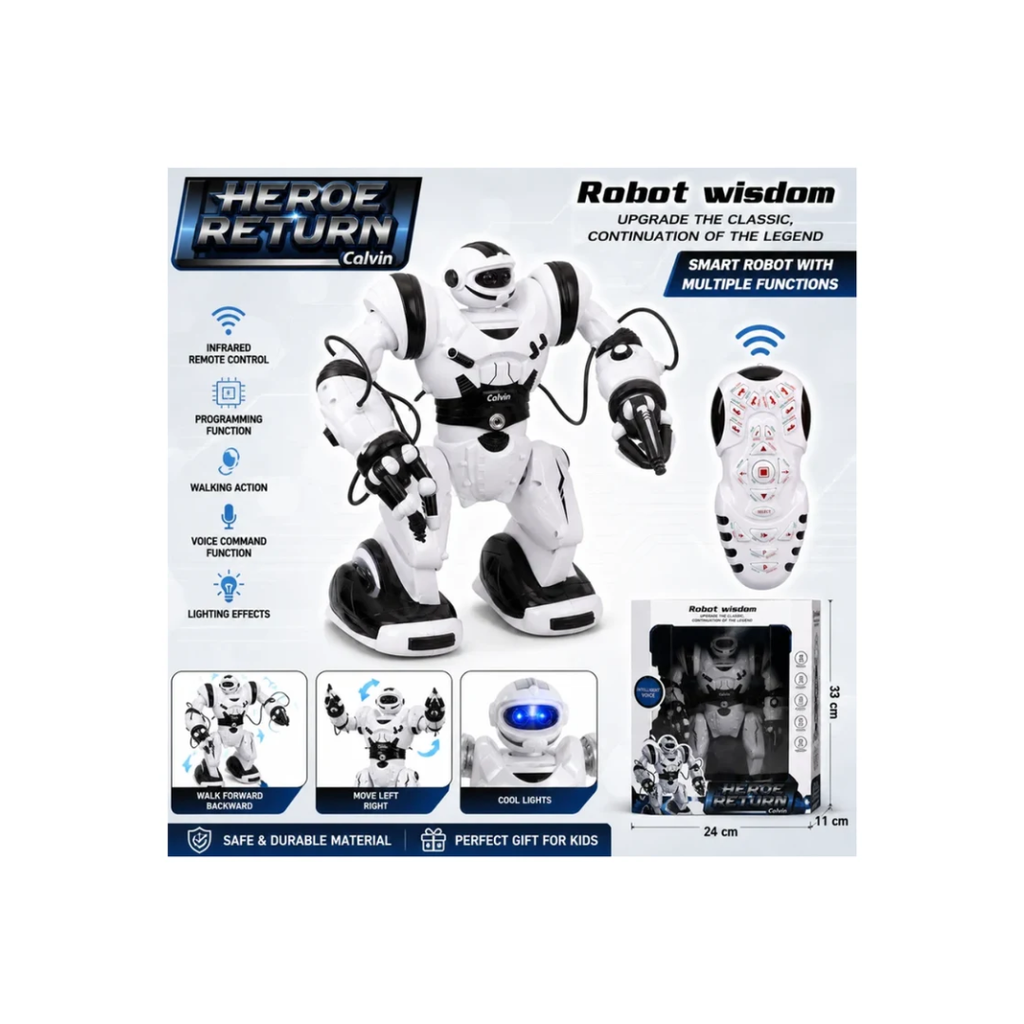 Hero Return Calvin Remote Control Robot Toy with Lights & Sounds for Kids