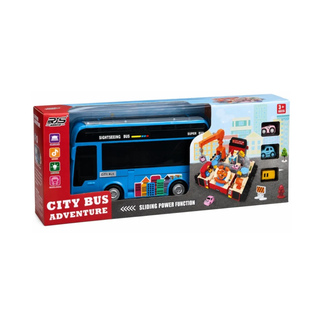 City Bus Adventure Sightseeing Bus Toy with Sliding Power Function, Lights & Music – 3+ Years