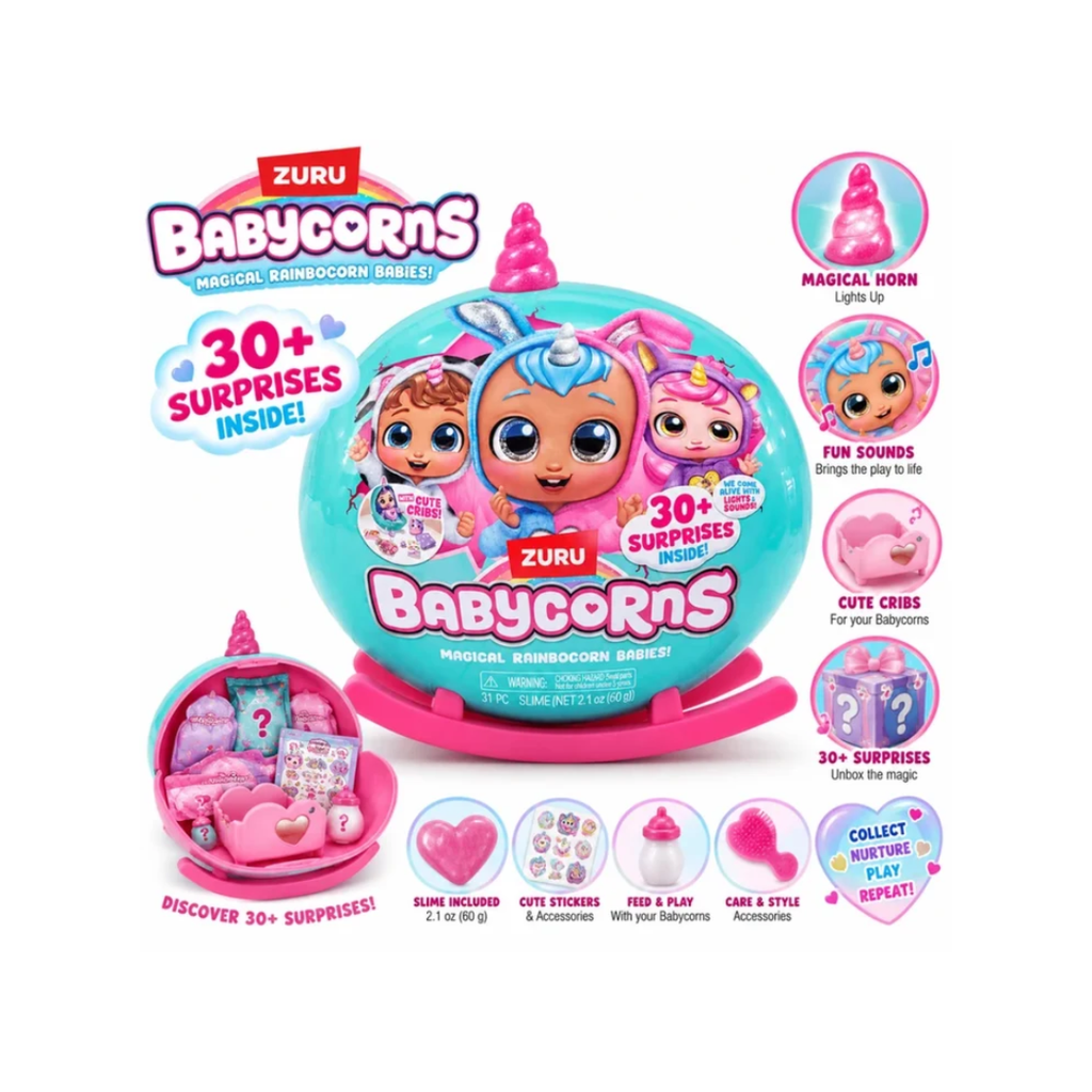 ZURU Babycorns Magical Rainbocorn Babies – 30+ Surprises with Lights & Sounds