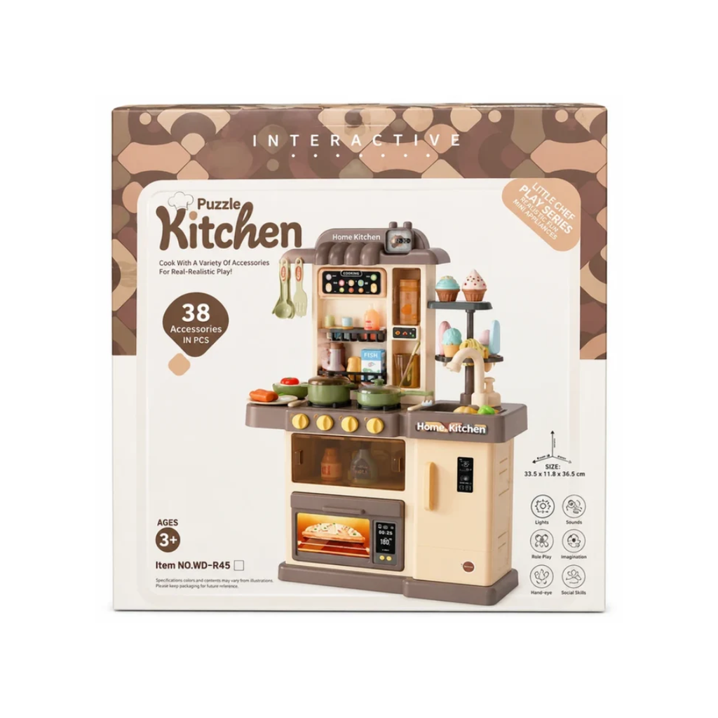 Interactive Puzzle Kitchen 38 Pcs Pretend Play Kitchen Set for Kids WD-R45 3+ Years