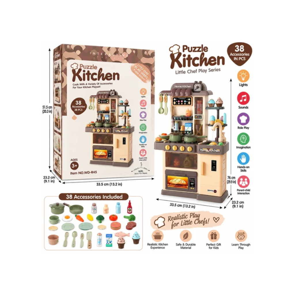 Interactive Puzzle Kitchen 38 Pcs Pretend Play Kitchen Set for Kids WD-R45 3+ Years