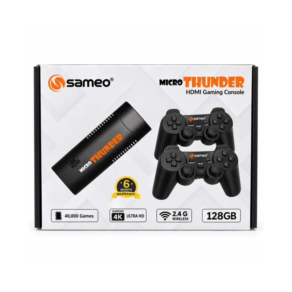 Sameo Micro Thunder HDMI Gaming Console – 40,000 Games | 128GB | 4K Ultra HD | 2.4G Wireless