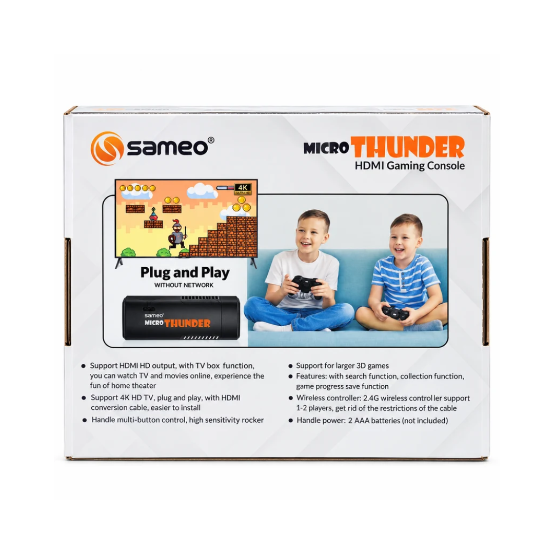 Sameo Micro Thunder HDMI Gaming Console – 40,000 Games | 128GB | 4K Ultra HD | 2.4G Wireless