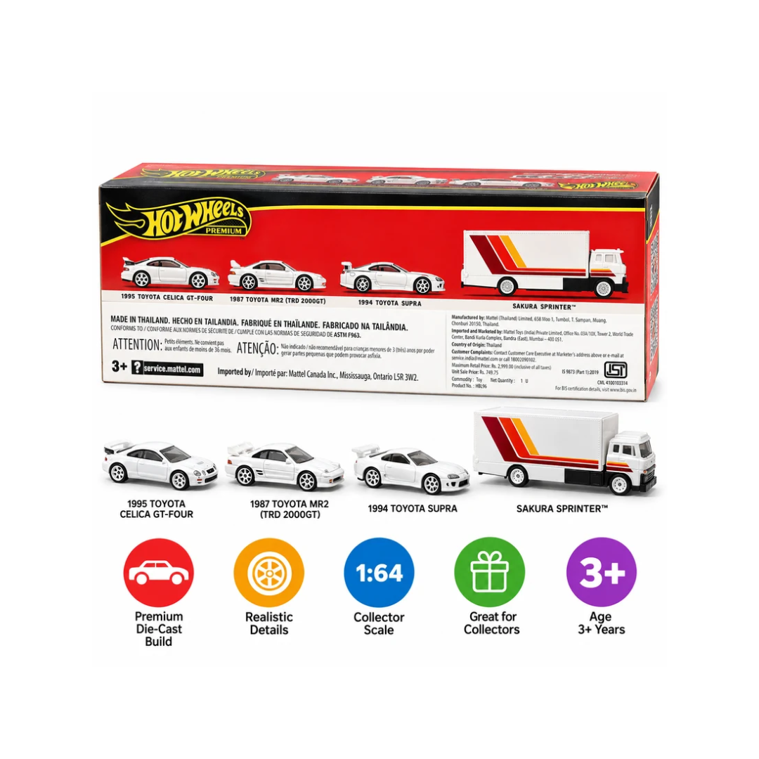 Hot Wheels Premium Toyota 4-Car Collector Set with Sakura Sprinter