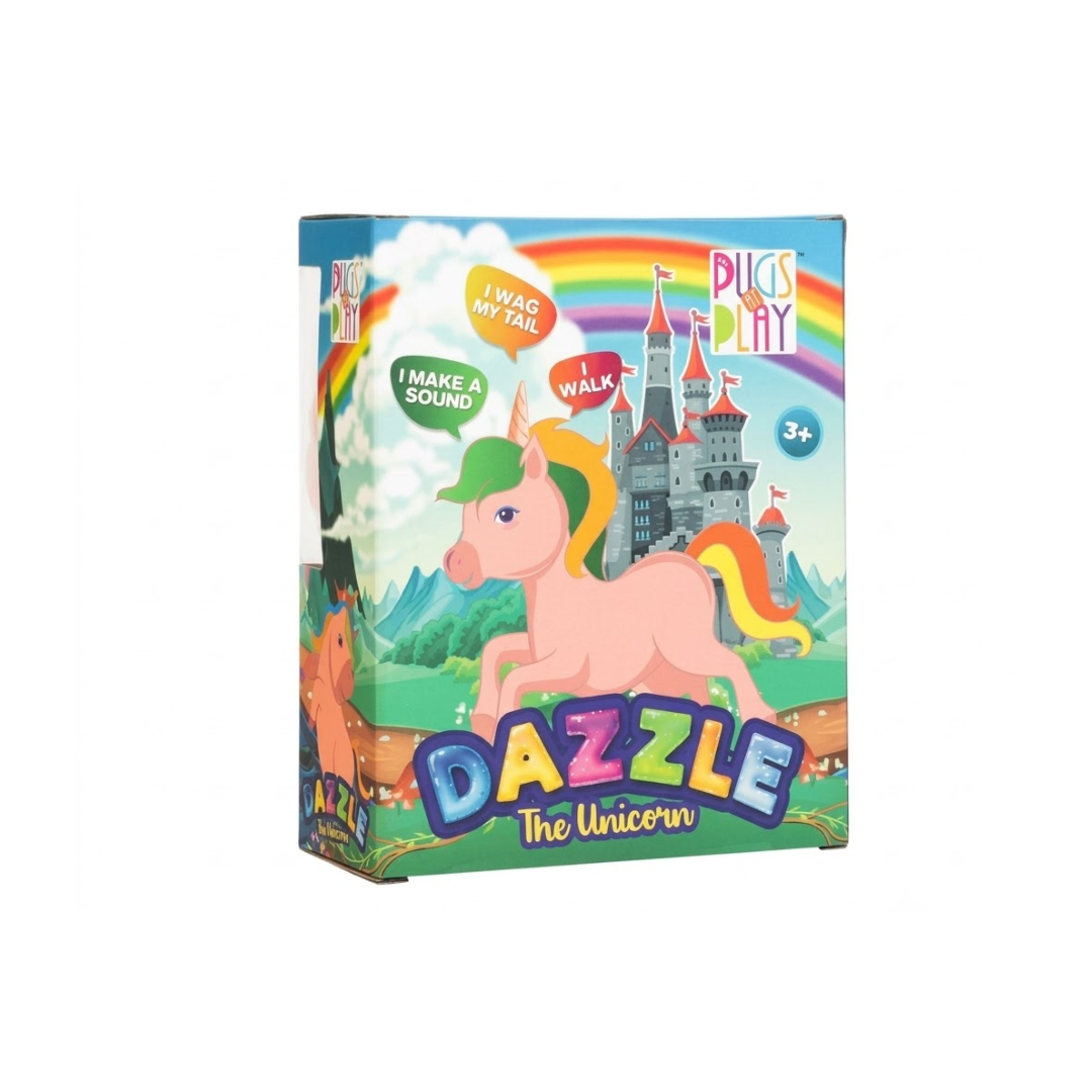 Pugs at Play Dazzle The Unicorn – Interactive Walking Plush Toy with Sound & Wagging Tail | 3+ Years