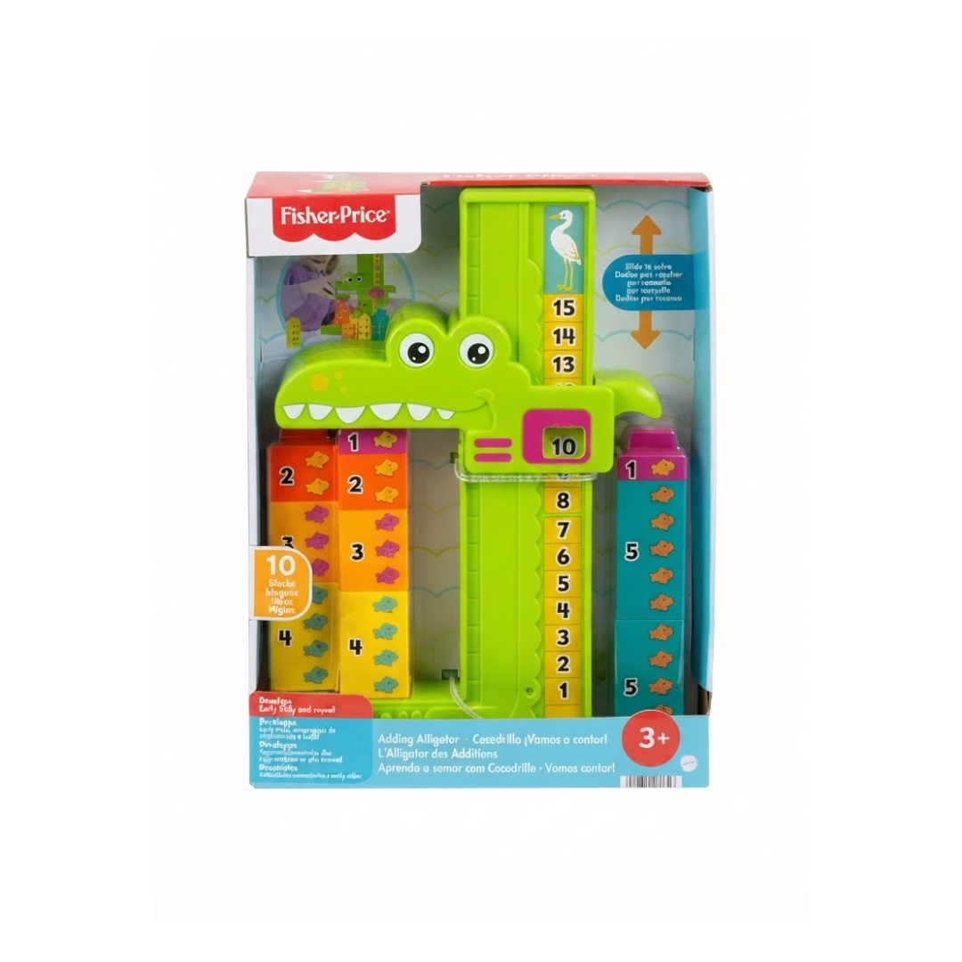 Fisher Price Preschool Learning Toy Adding Alligator Counting Activity with 10 Stacking Blocks