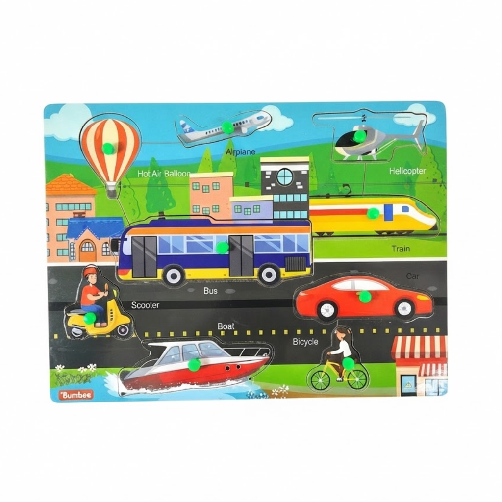 Bumbee Transport Adventures: Wooden Board Puzzle